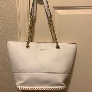 Jessica Simpson Tote, white Leather Shoulder Bag